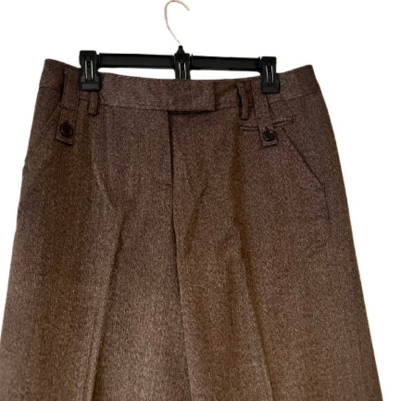 Larry Levine Brown Herringbone Wide Leg Trousers - 10 - Picture 3 of 5